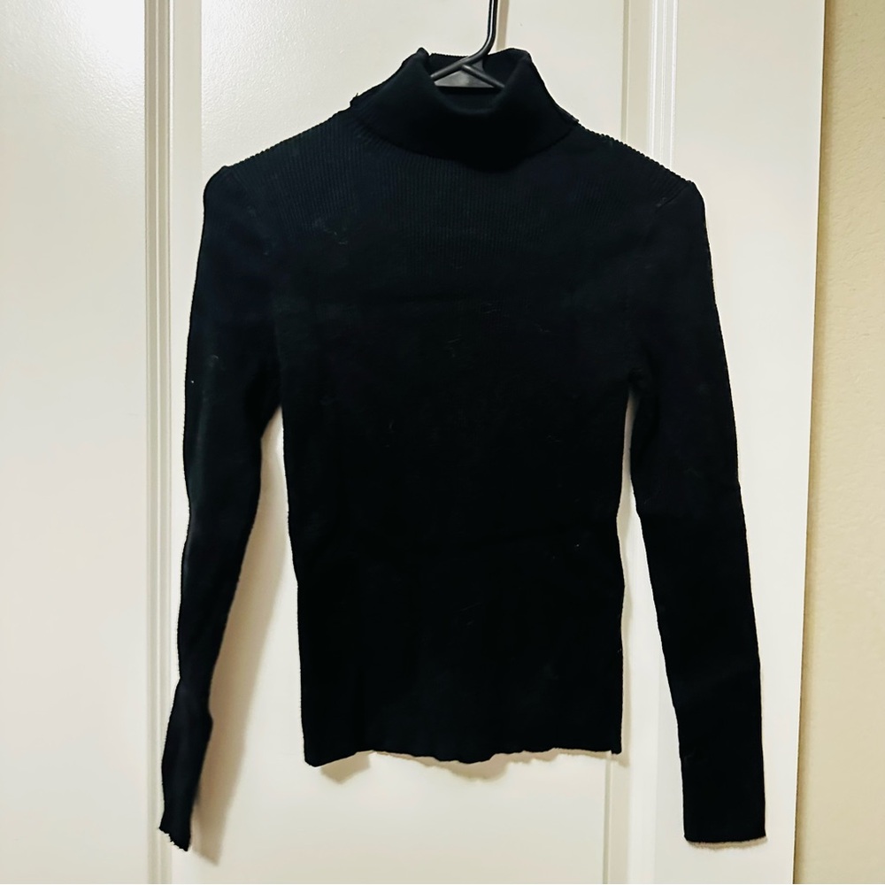 SHEIN Black Ribbed Turtleneck Sweater – Size L